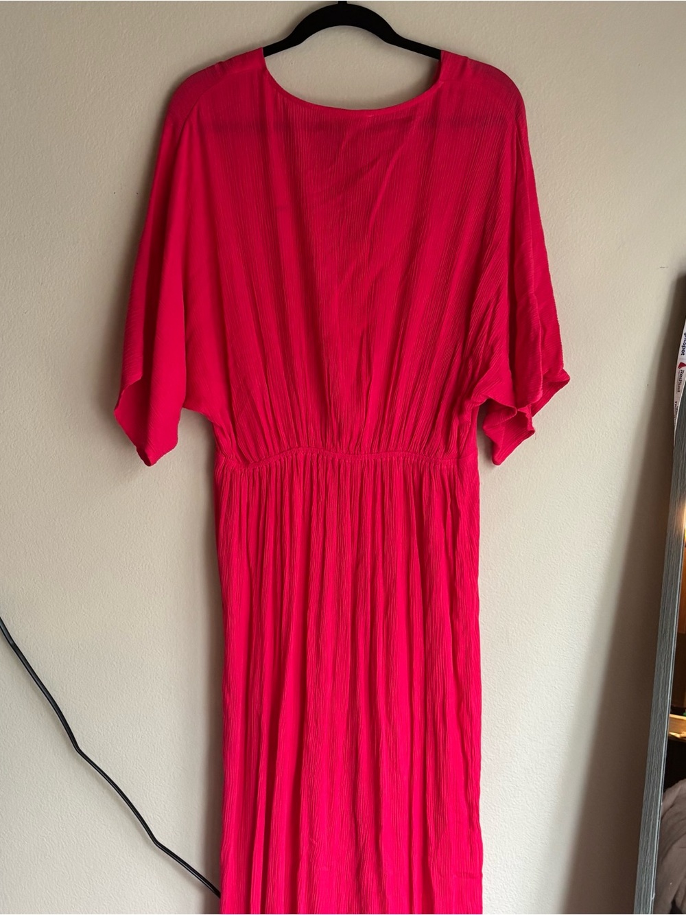 NWT Lovestitch Medium Hot Pink Knot Front Maxi Dress Boho Gauze - Picture 10 of 11